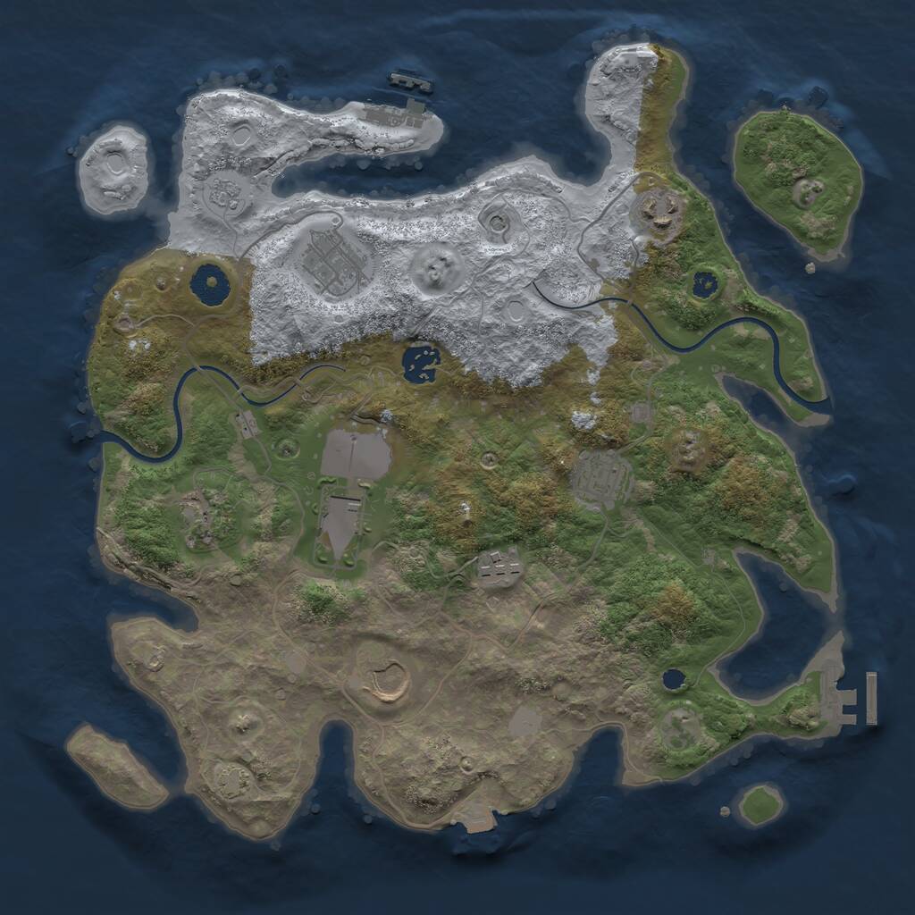 Rust Map: Procedural Map, Size: 3500, Seed: 1919051193, 14 Monuments