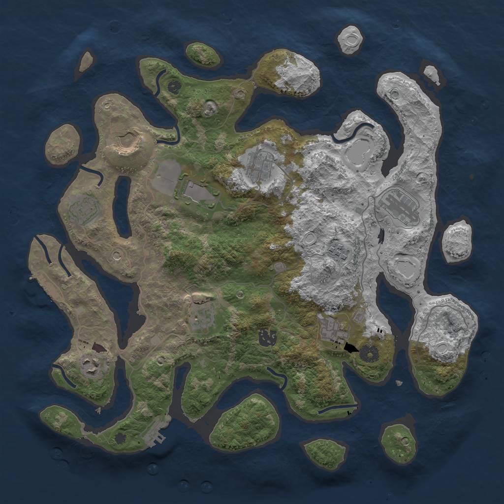 Rust Map: Procedural Map, Size: 3900, Seed: 644783661, 21 Monuments