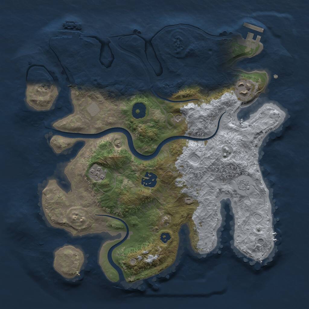 Rust Map: Procedural Map, Size: 3000, Seed: 802304805, 8 Monuments
