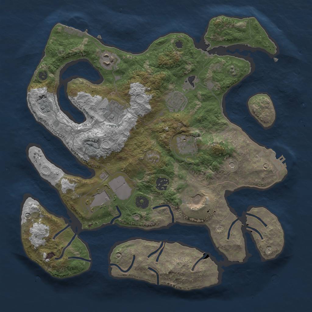 Rust Map: Procedural Map, Size: 3500, Seed: 8791587, 19 Monuments