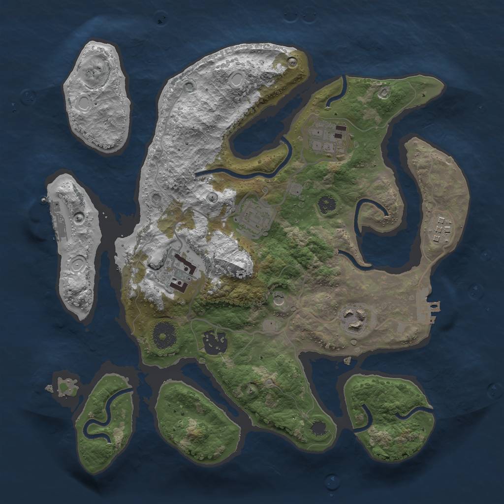 Rust Map: Procedural Map, Size: 3000, Seed: 11364345, 17 Monuments