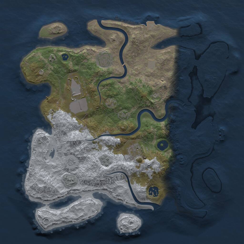 Rust Map: Procedural Map, Size: 3500, Seed: 637886477, 11 Monuments
