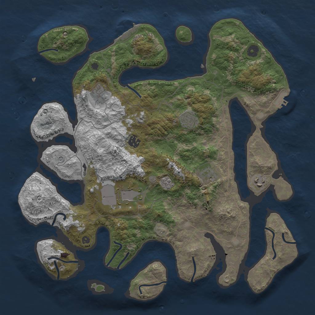 Rust Map: Procedural Map, Size: 4000, Seed: 1709346763, 18 Monuments