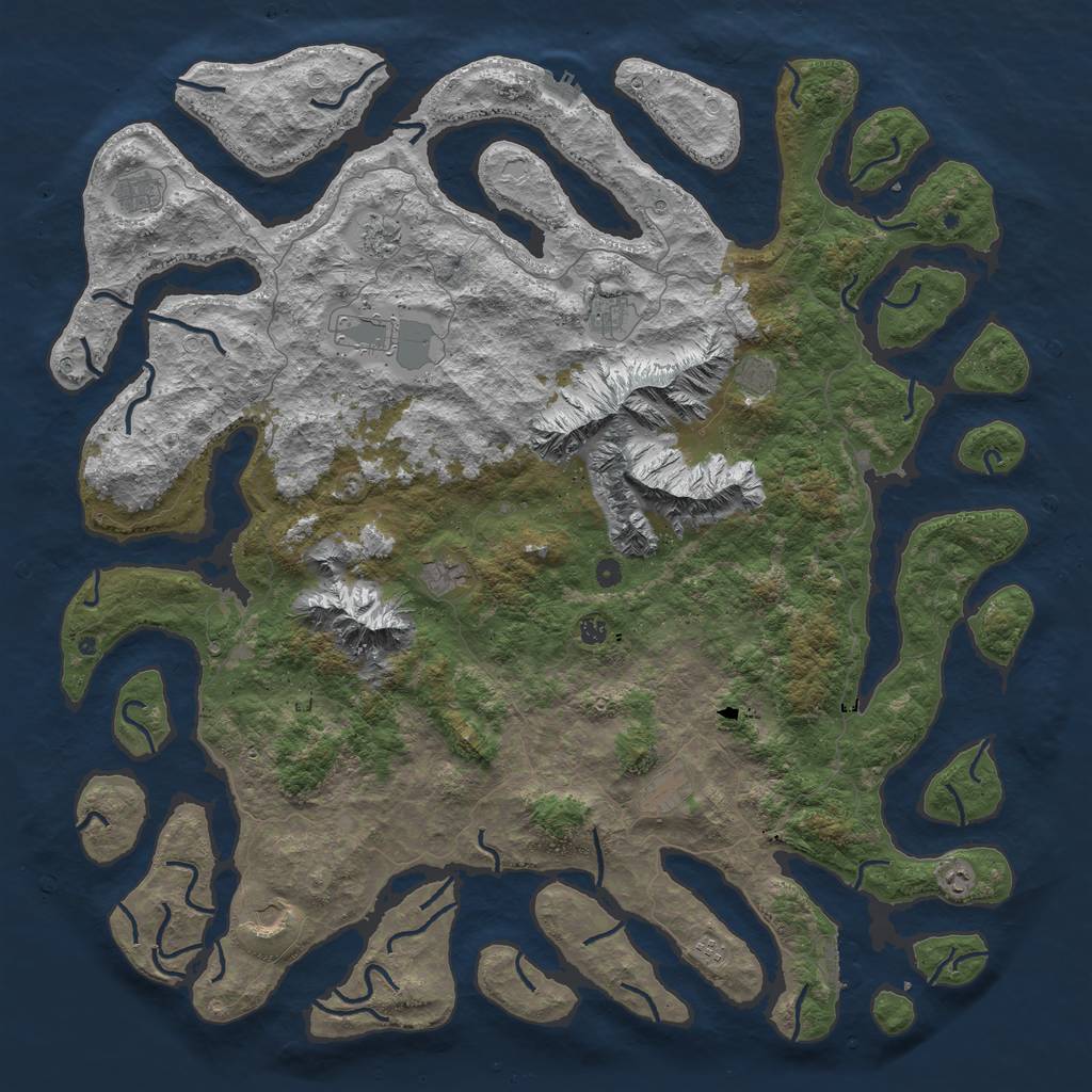 Rust Map: Procedural Map, Size: 6000, Seed: 54768, 22 Monuments