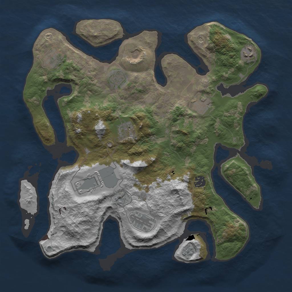 Rust Map: Barren, Size: 3700, Seed: 2000370540, 13 Monuments