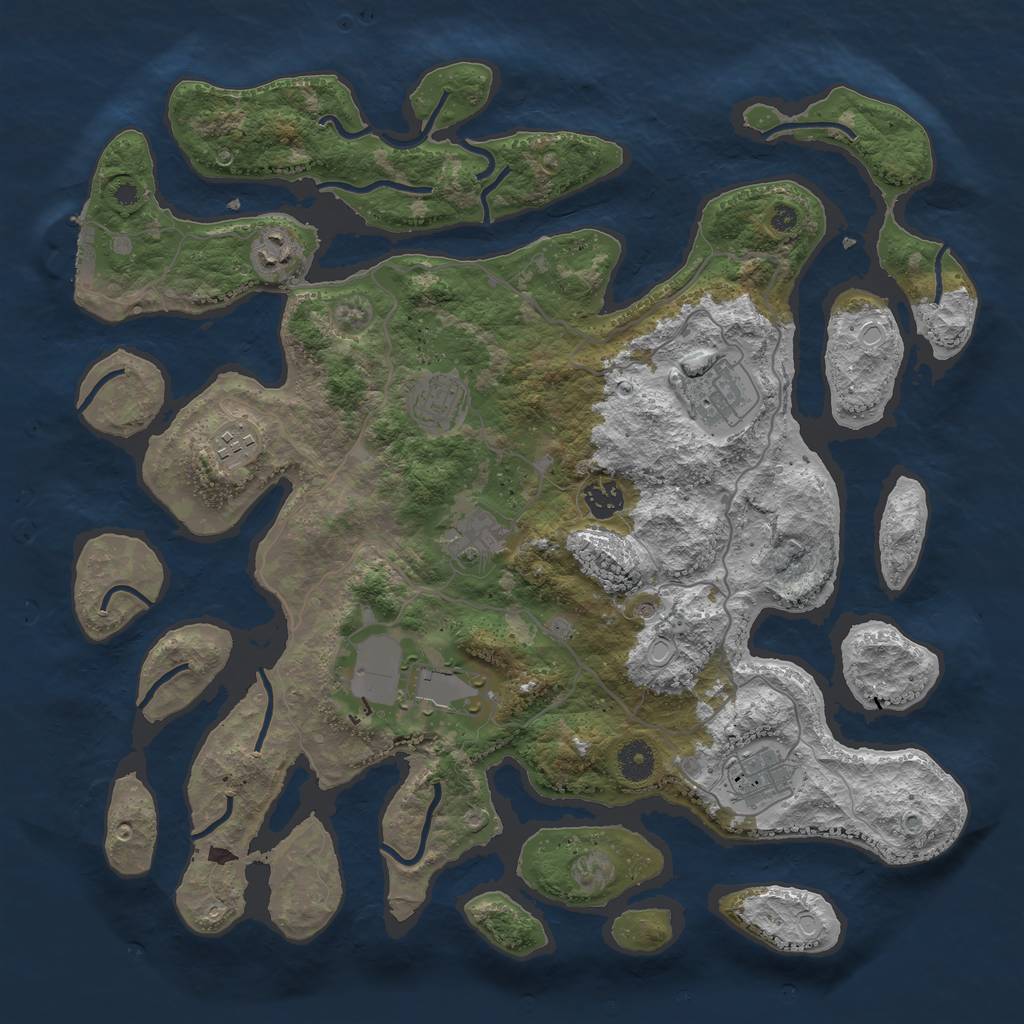 Rust Map: Procedural Map, Size: 4000, Seed: 948005975, 18 Monuments