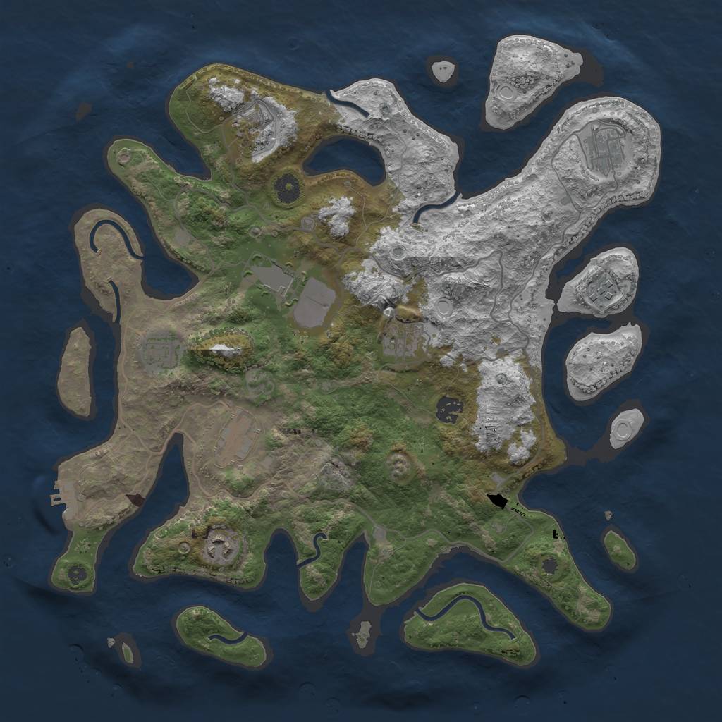 Rust Map: Procedural Map, Size: 4000, Seed: 152257, 18 Monuments