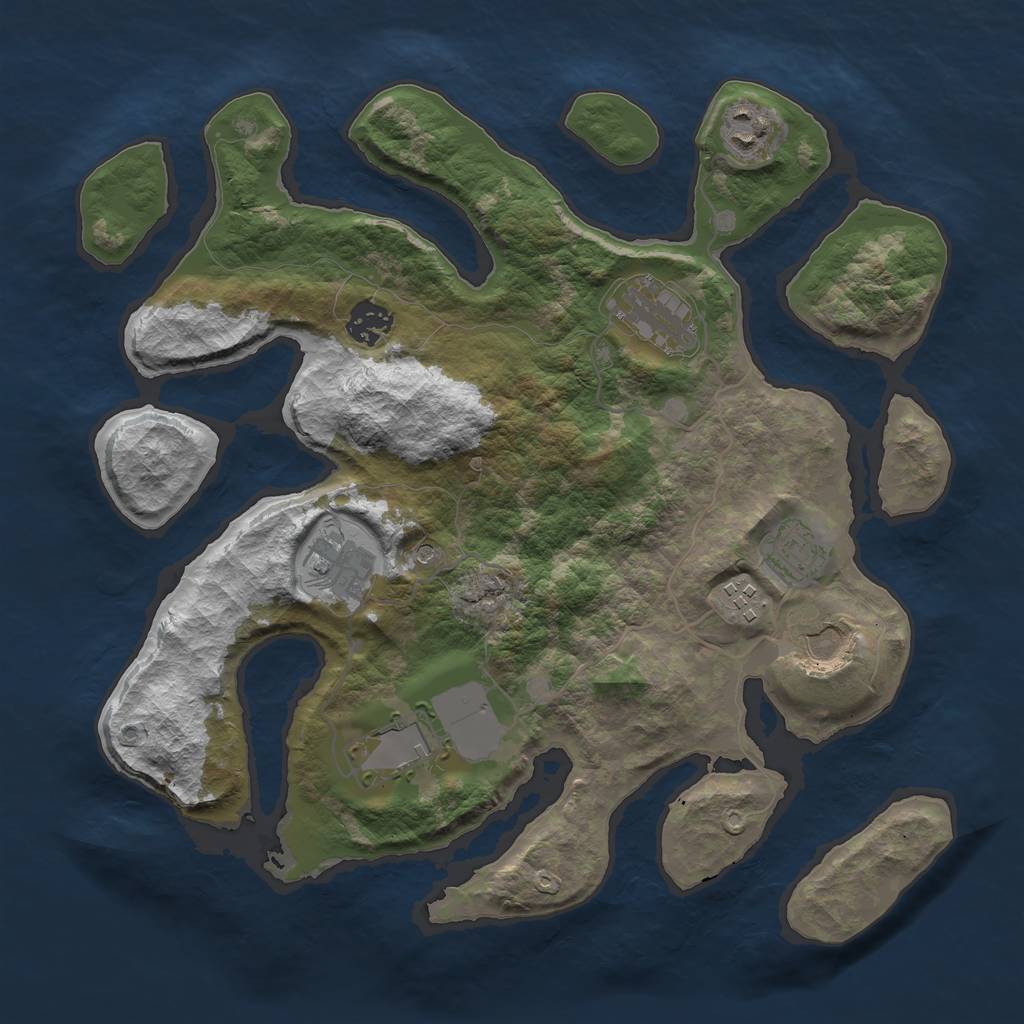 Rust Map: Barren, Size: 3500, Seed: 223024248, 11 Monuments