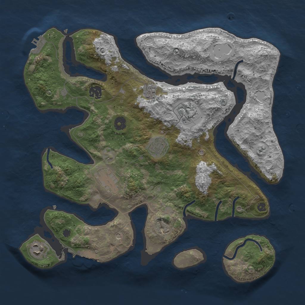 Rust Map: Procedural Map, Size: 3500, Seed: 1791605182, 17 Monuments