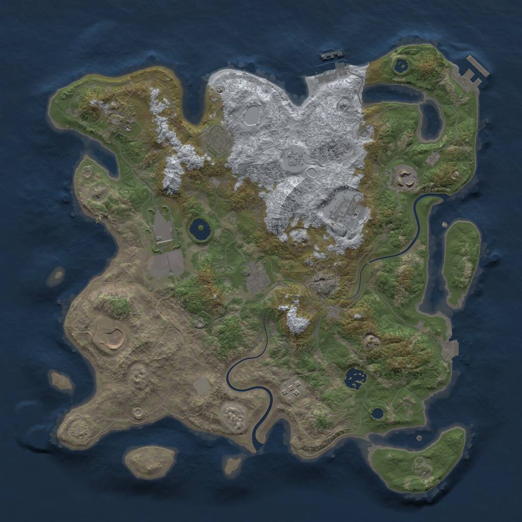 Rust Map: Procedural Map, Size: 3800, Seed: 3642572, 15 Monuments