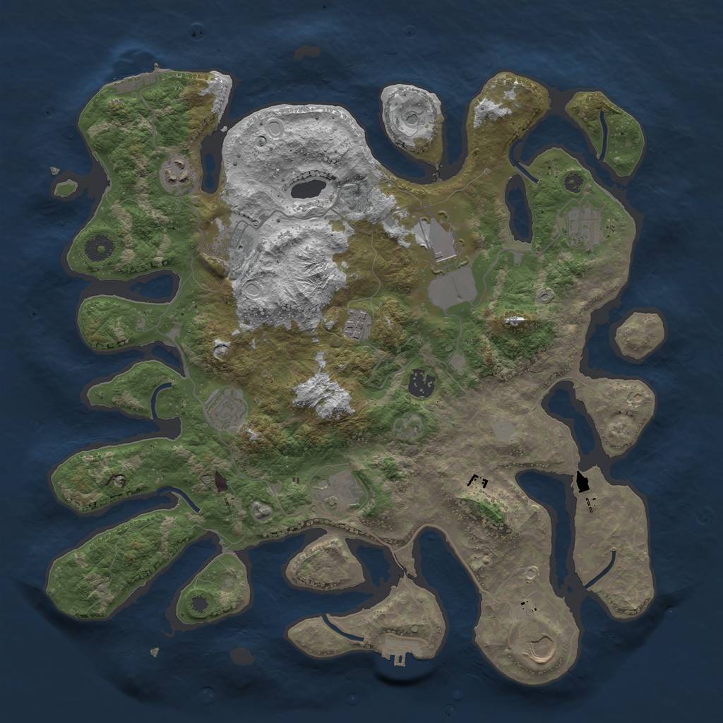 Rust Map: Procedural Map, Size: 3950, Seed: 105337934, 17 Monuments