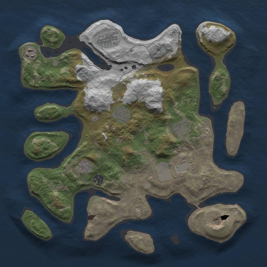 Rust Map: Barren, Size: 3700, Seed: 713588150, 12 Monuments