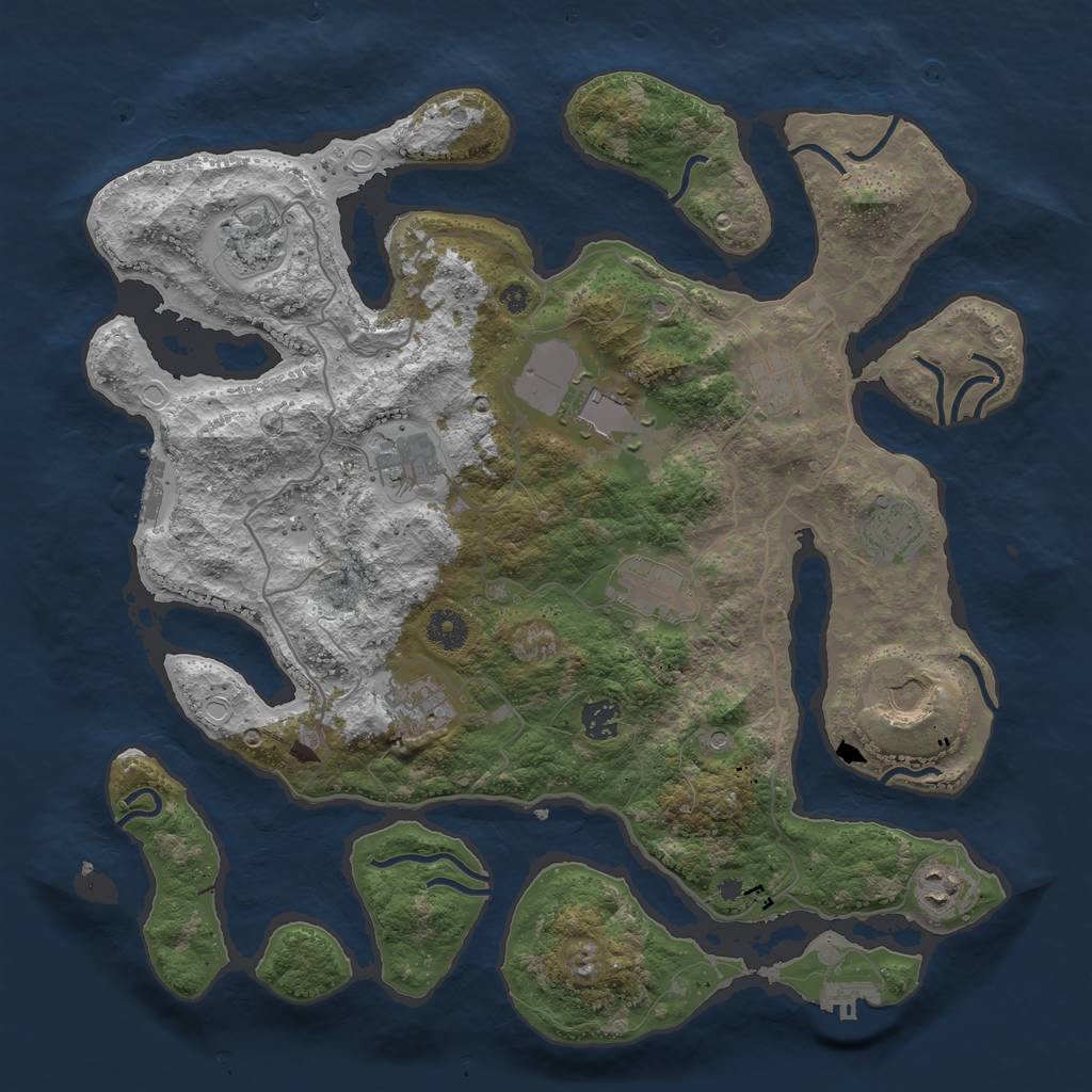 Rust Map: Procedural Map, Size: 4000, Seed: 124684, 21 Monuments