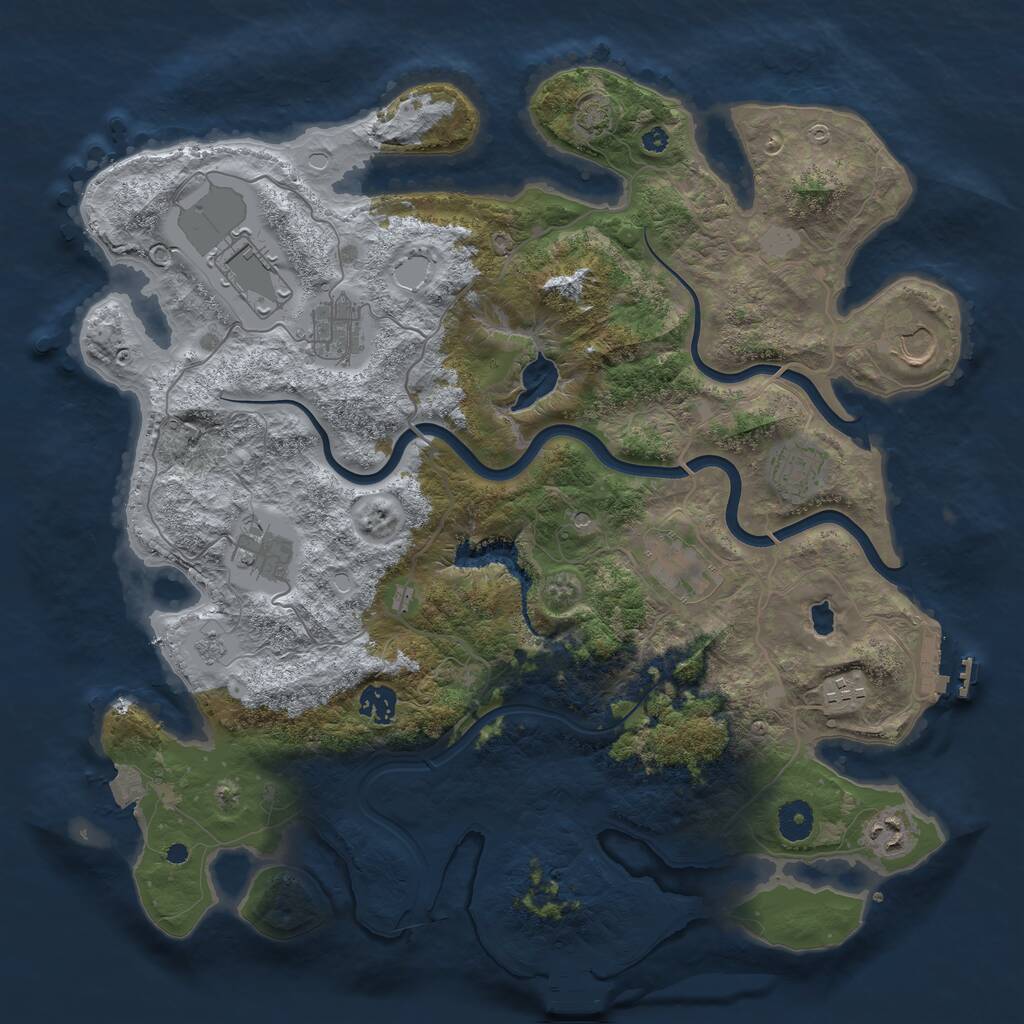 Rust Map: Procedural Map, Size: 4000, Seed: 124684, 15 Monuments