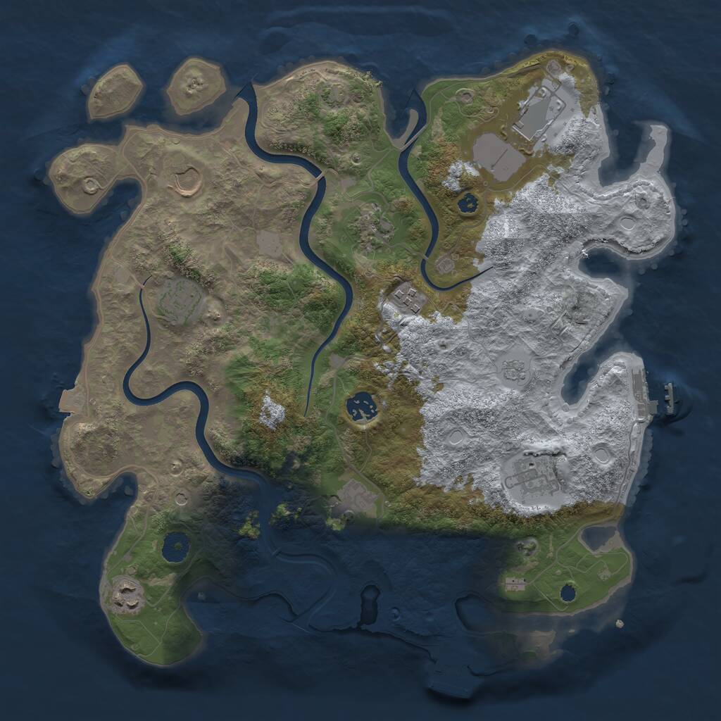 Rust Map: Procedural Map, Size: 3700, Seed: 1942271481, 15 Monuments