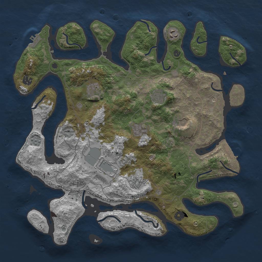 Rust Map: Procedural Map, Size: 4000, Seed: 4121797, 20 Monuments