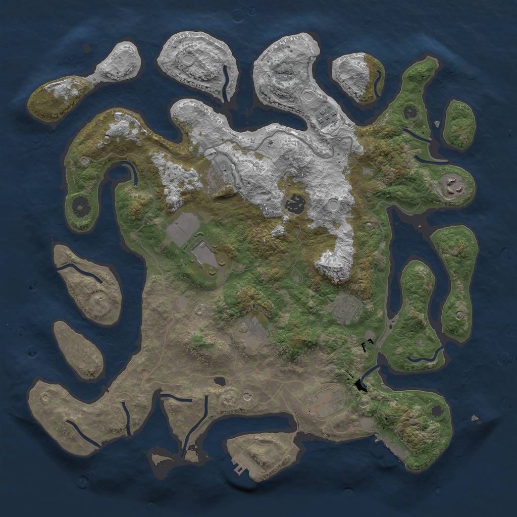 Rust Map: Procedural Map, Size: 4000, Seed: 23856, 19 Monuments