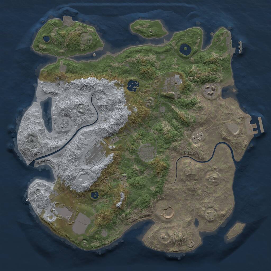 Rust Map: Procedural Map, Size: 3500, Seed: 1293023477, 14 Monuments