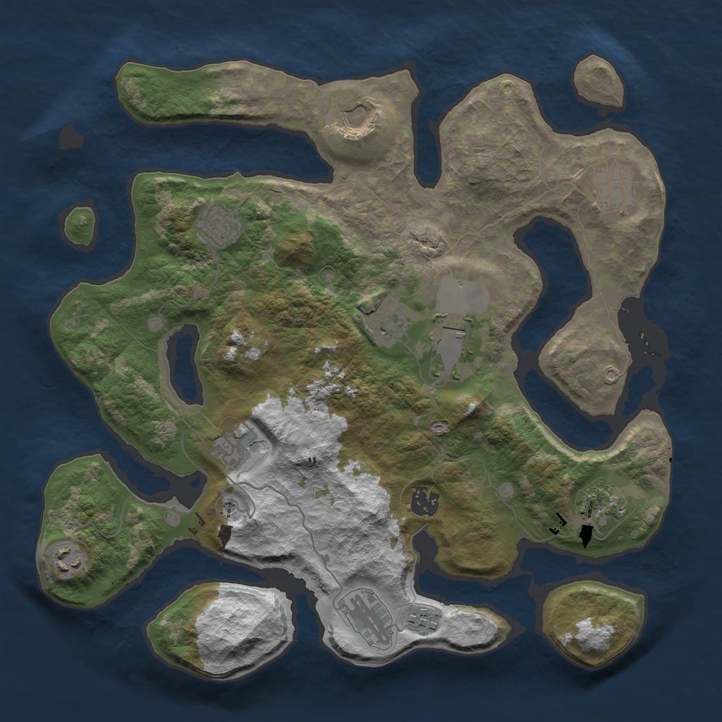 Rust Map: Barren, Size: 3700, Seed: 764009790, 14 Monuments