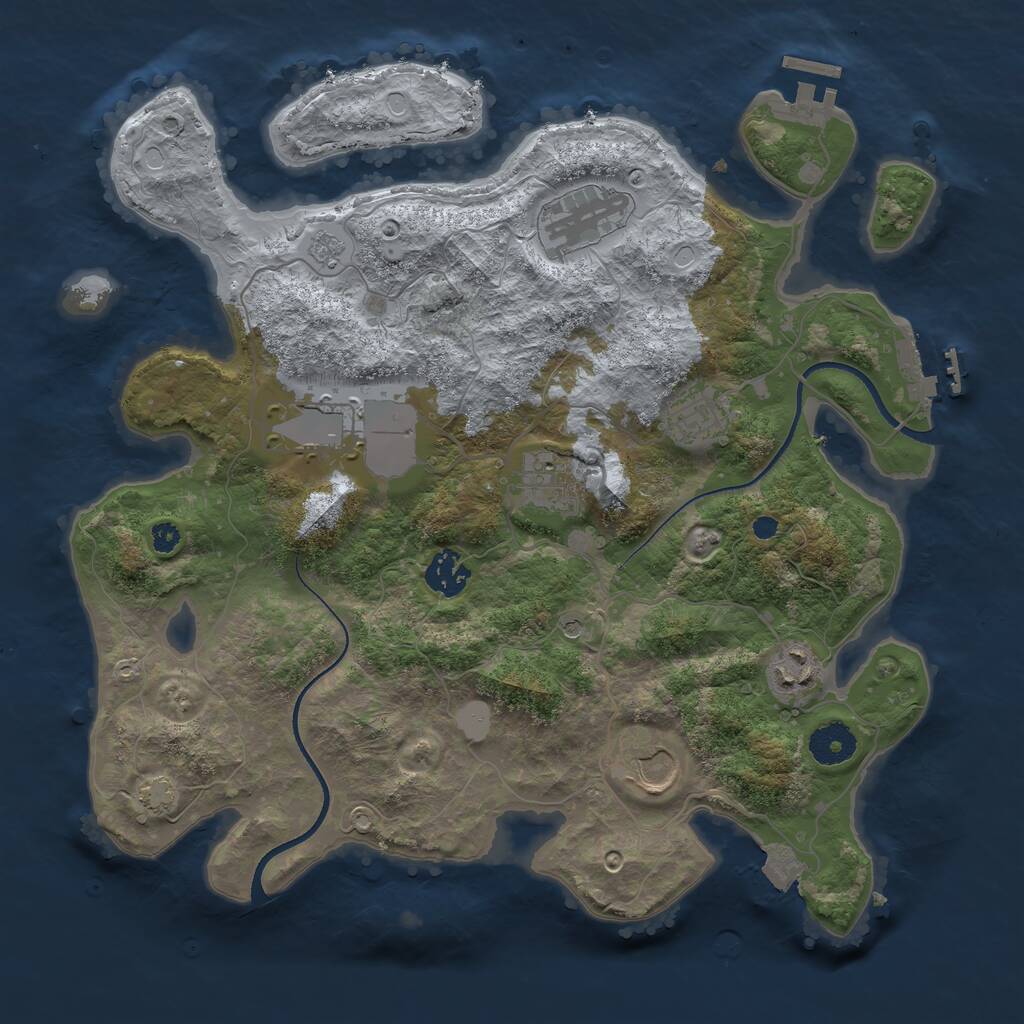 Rust Map: Procedural Map, Size: 3500, Seed: 839183956, 13 Monuments