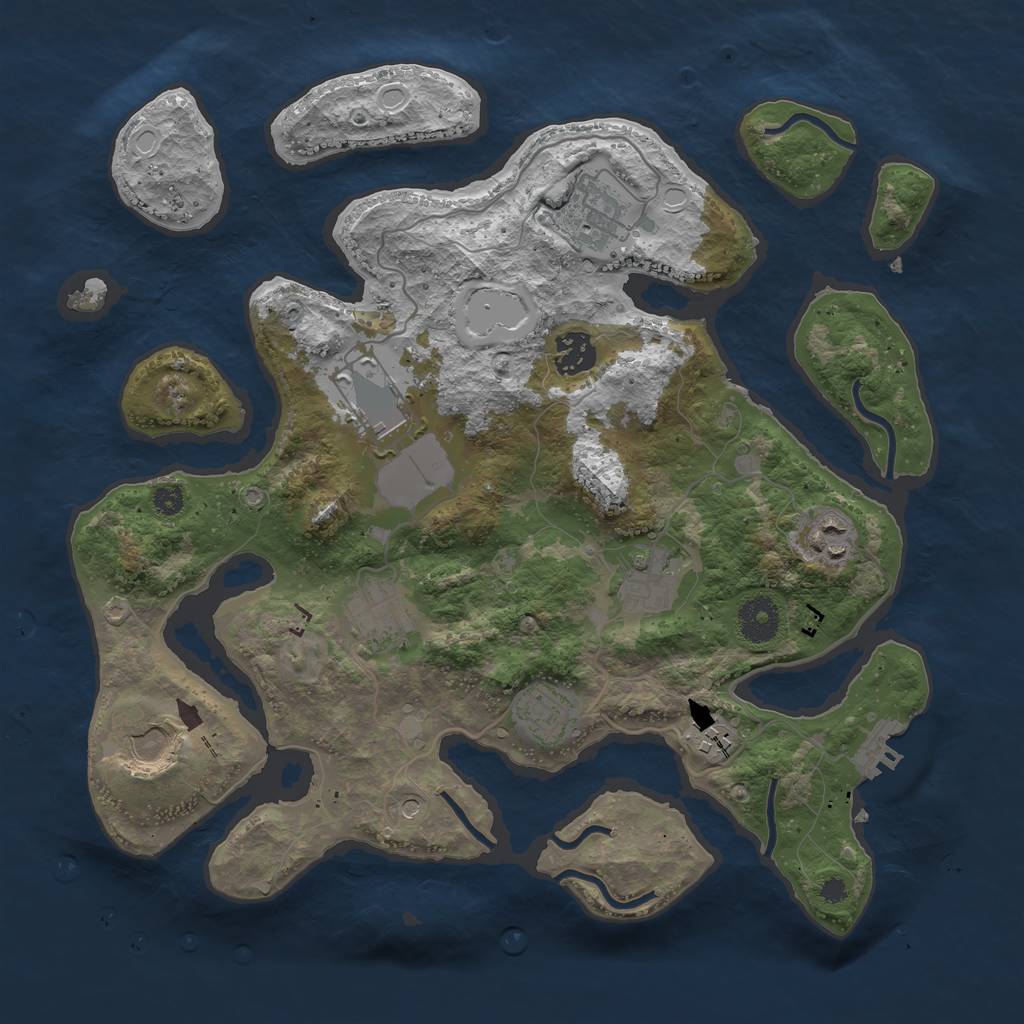 Rust Map: Procedural Map, Size: 3500, Seed: 839183956, 19 Monuments