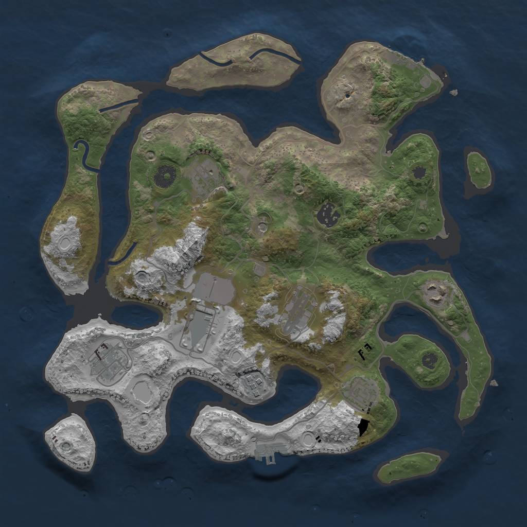 Rust Map: Procedural Map, Size: 3500, Seed: 64184, 19 Monuments