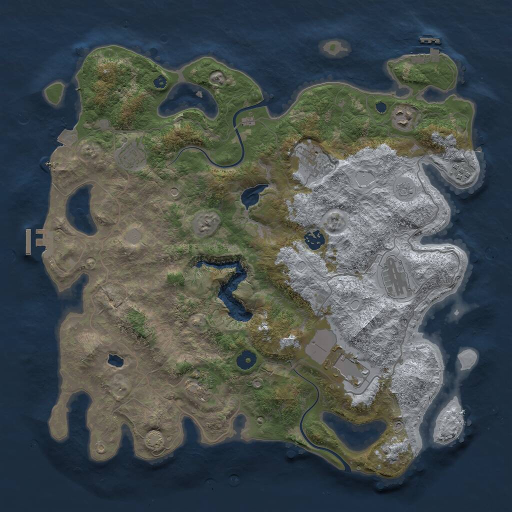 Rust Map: Procedural Map, Size: 4000, Seed: 1068481172, 14 Monuments