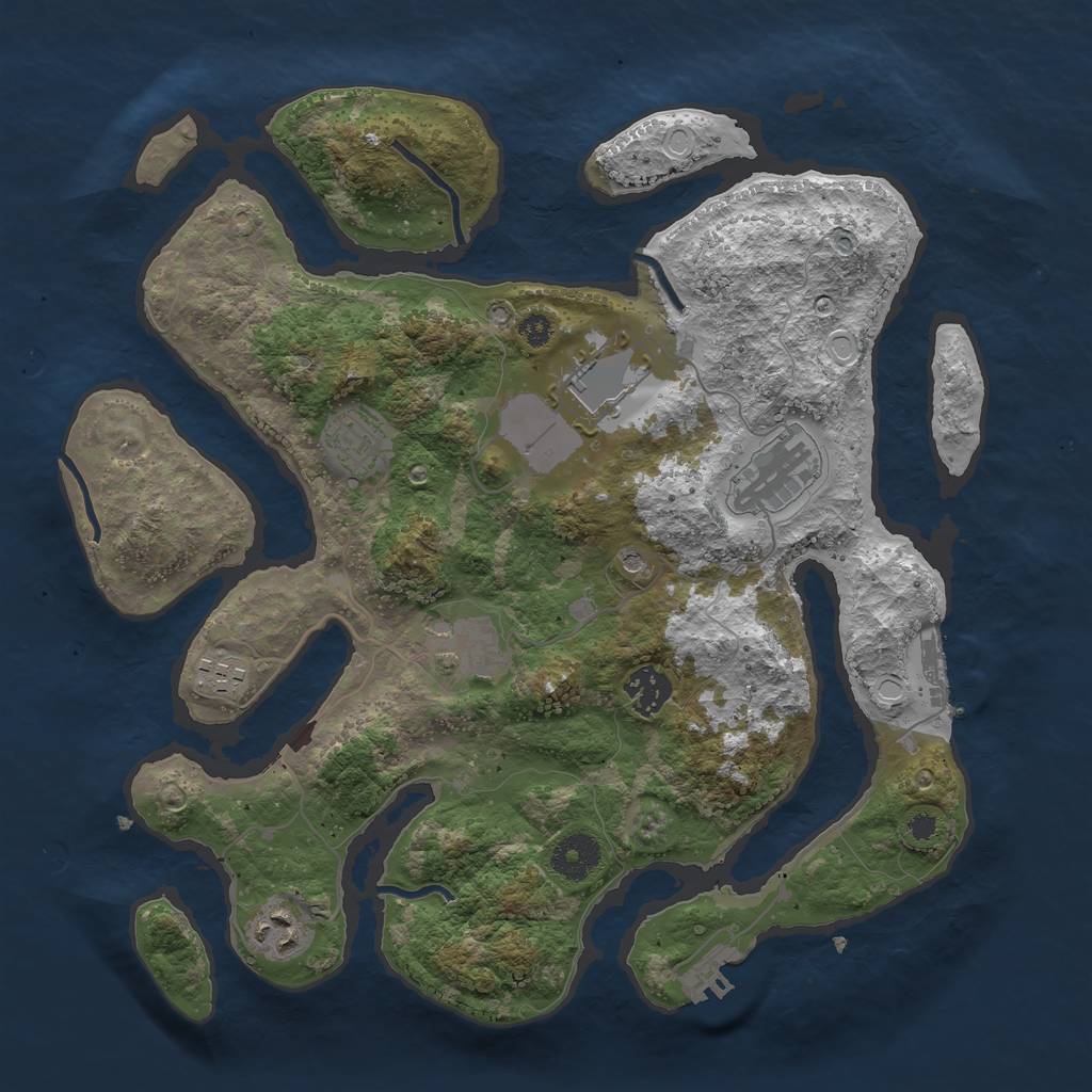 Rust Map: Procedural Map, Size: 3500, Seed: 75852, 18 Monuments