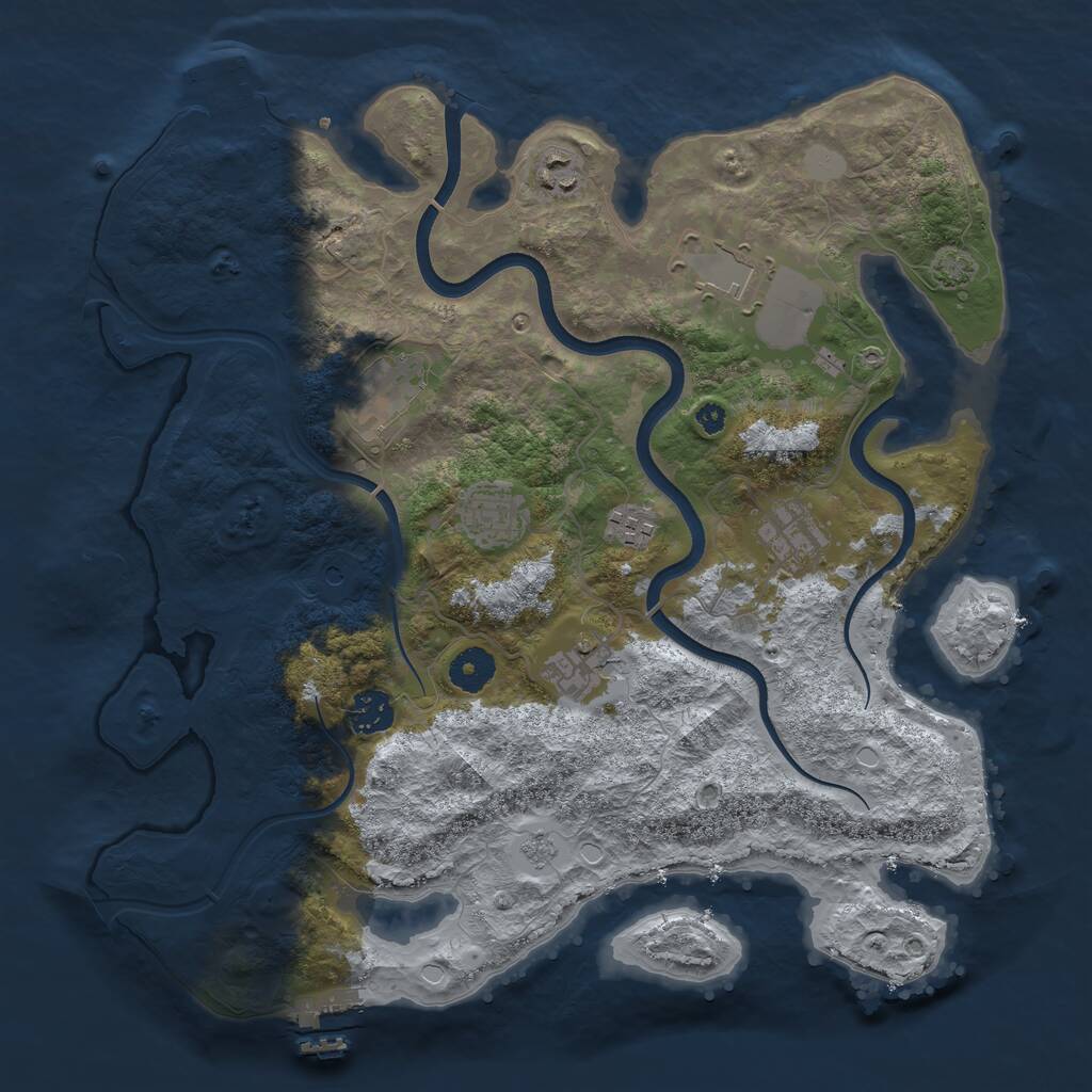 Rust Map: Procedural Map, Size: 3700, Seed: 2094952134, 14 Monuments