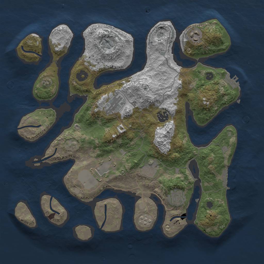 Rust Map: Procedural Map, Size: 3500, Seed: 1410042, 18 Monuments