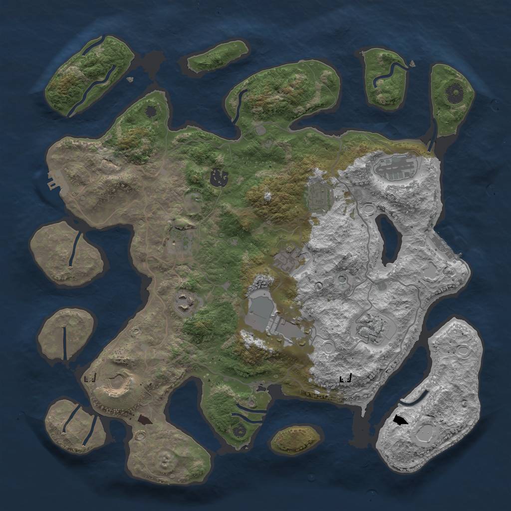 Rust Map: Procedural Map, Size: 4000, Seed: 167866711, 20 Monuments