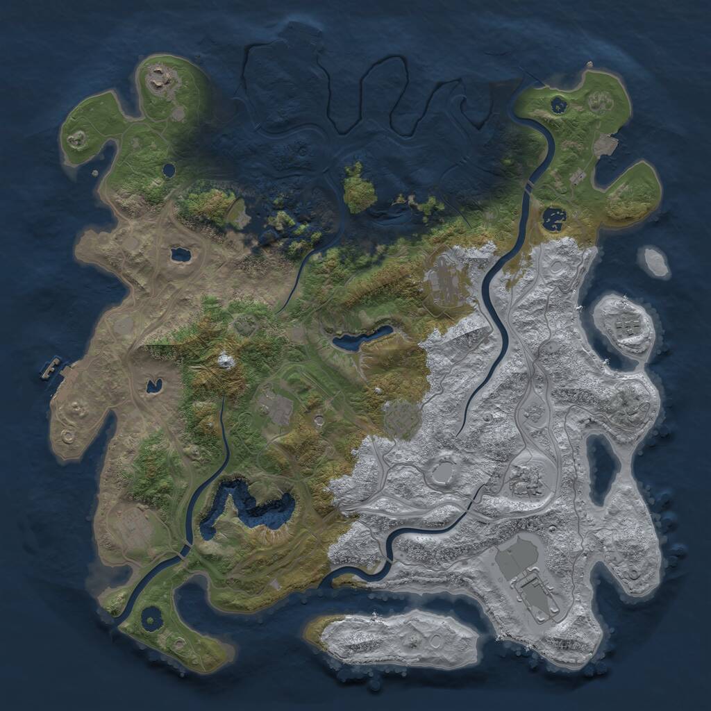 Rust Map: Procedural Map, Size: 4500, Seed: 1103381708, 16 Monuments