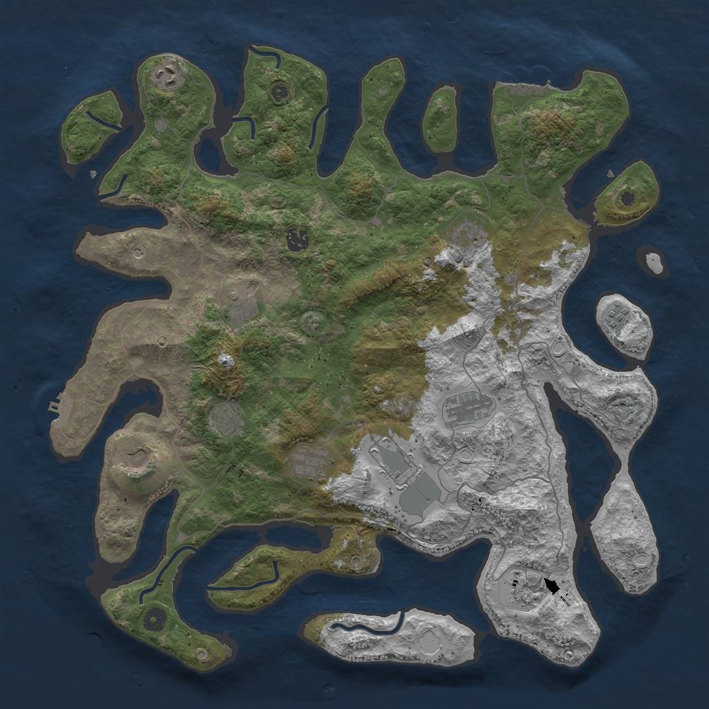 Rust Map: Procedural Map, Size: 4500, Seed: 1103381708, 22 Monuments