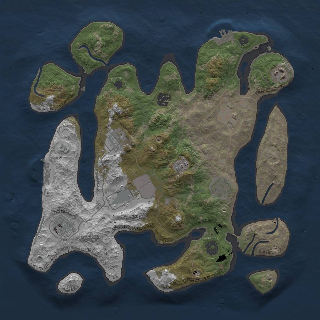 Rust Map: Procedural Map, Size: 3500, Seed: 4236576, 18 Monuments