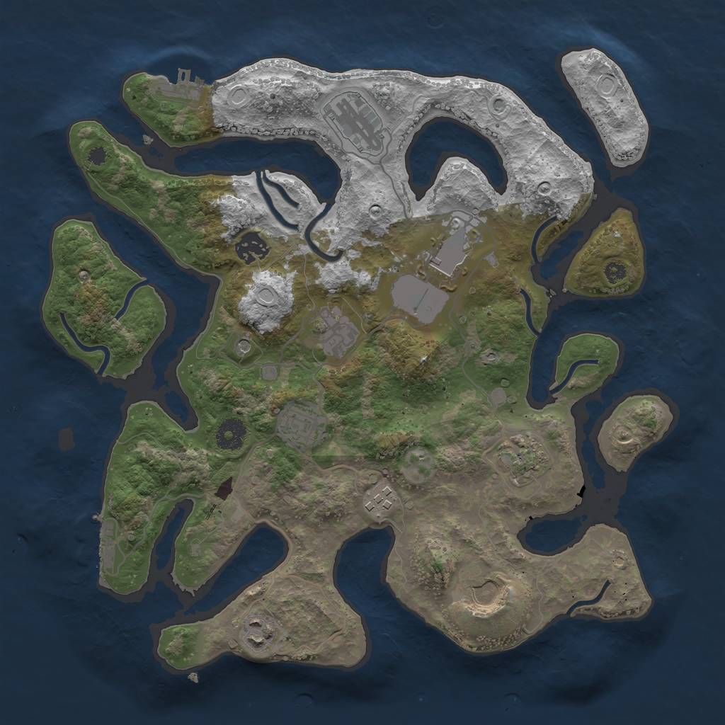 Rust Map: Procedural Map, Size: 3500, Seed: 572971940, 20 Monuments