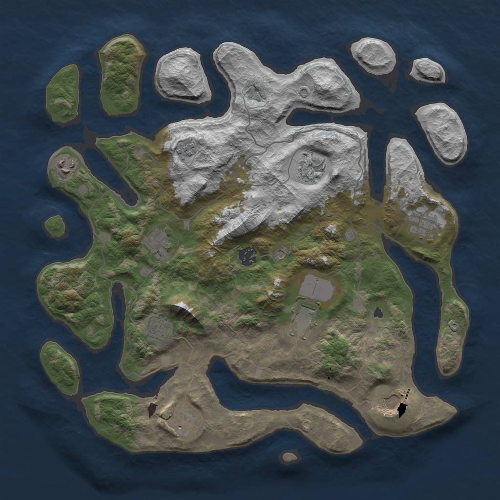 Rust Map: Barren, Size: 4000, Seed: 33640367, 13 Monuments