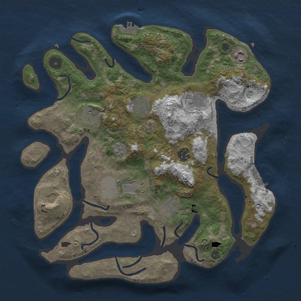 Rust Map: Procedural Map, Size: 3600, Seed: 989985521, 20 Monuments