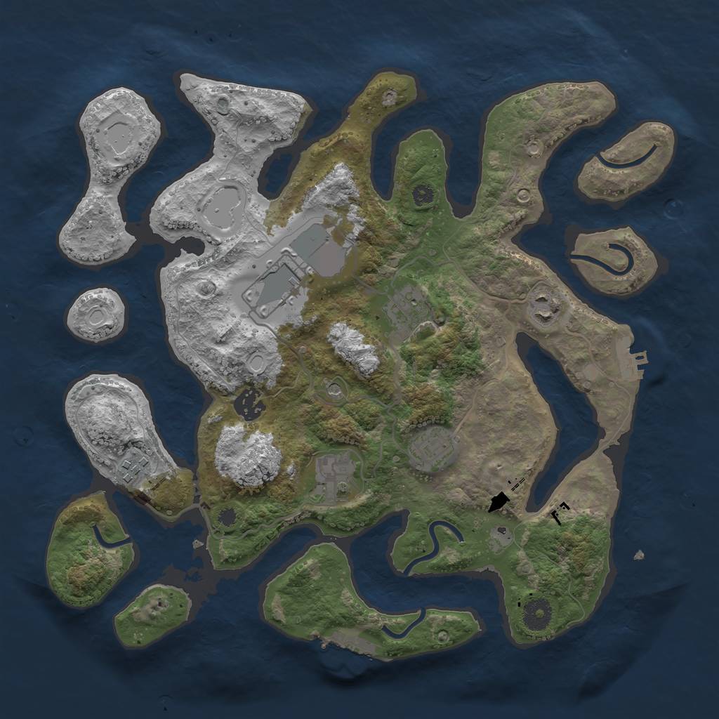 Rust Map: Procedural Map, Size: 3500, Seed: 1231671419, 18 Monuments