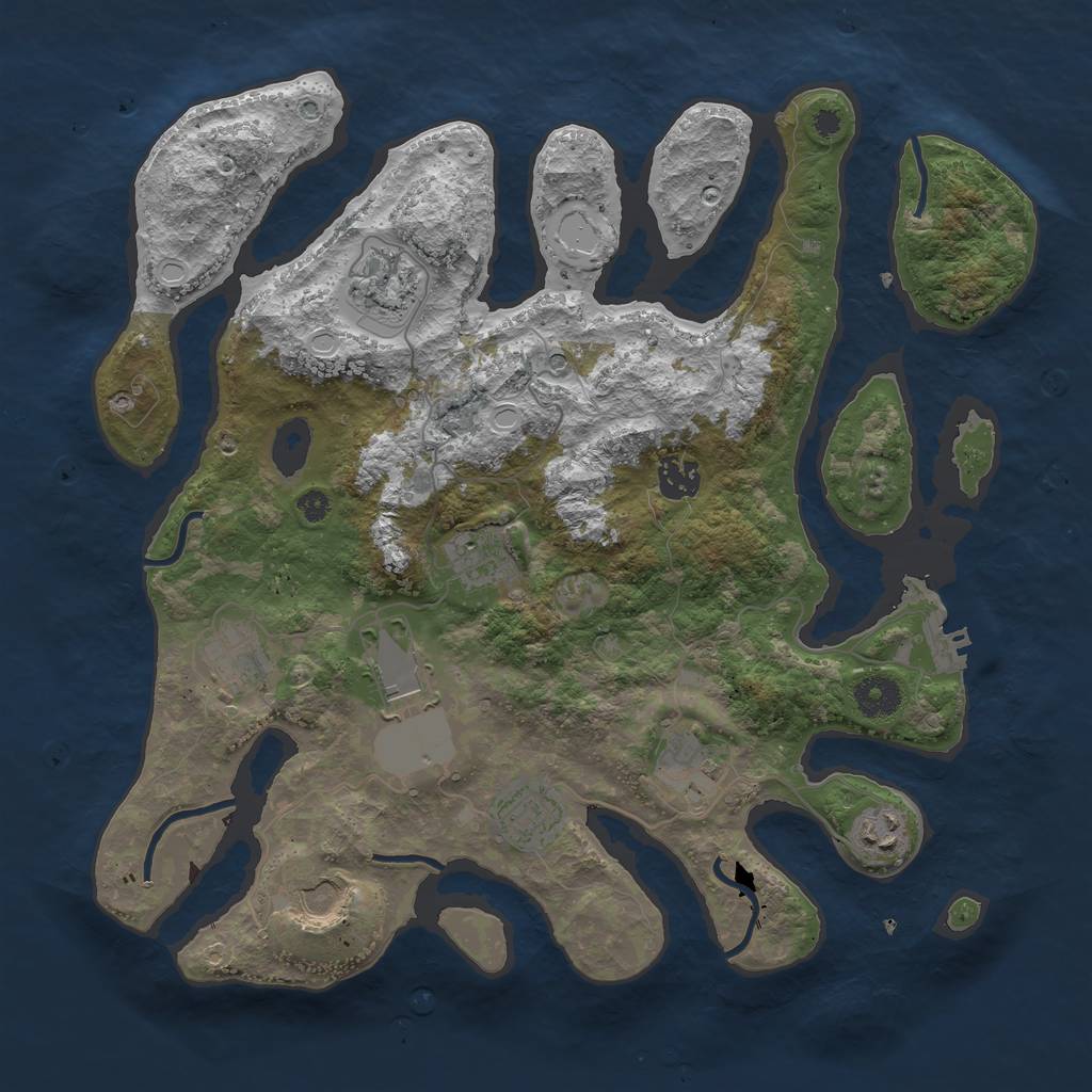 Rust Map: Procedural Map, Size: 3700, Seed: 92183129, 19 Monuments