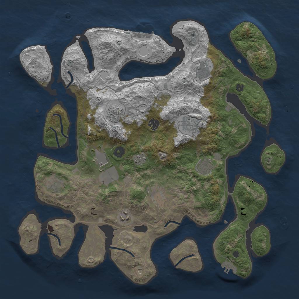 Rust Map: Procedural Map, Size: 4000, Seed: 1964076645, 21 Monuments