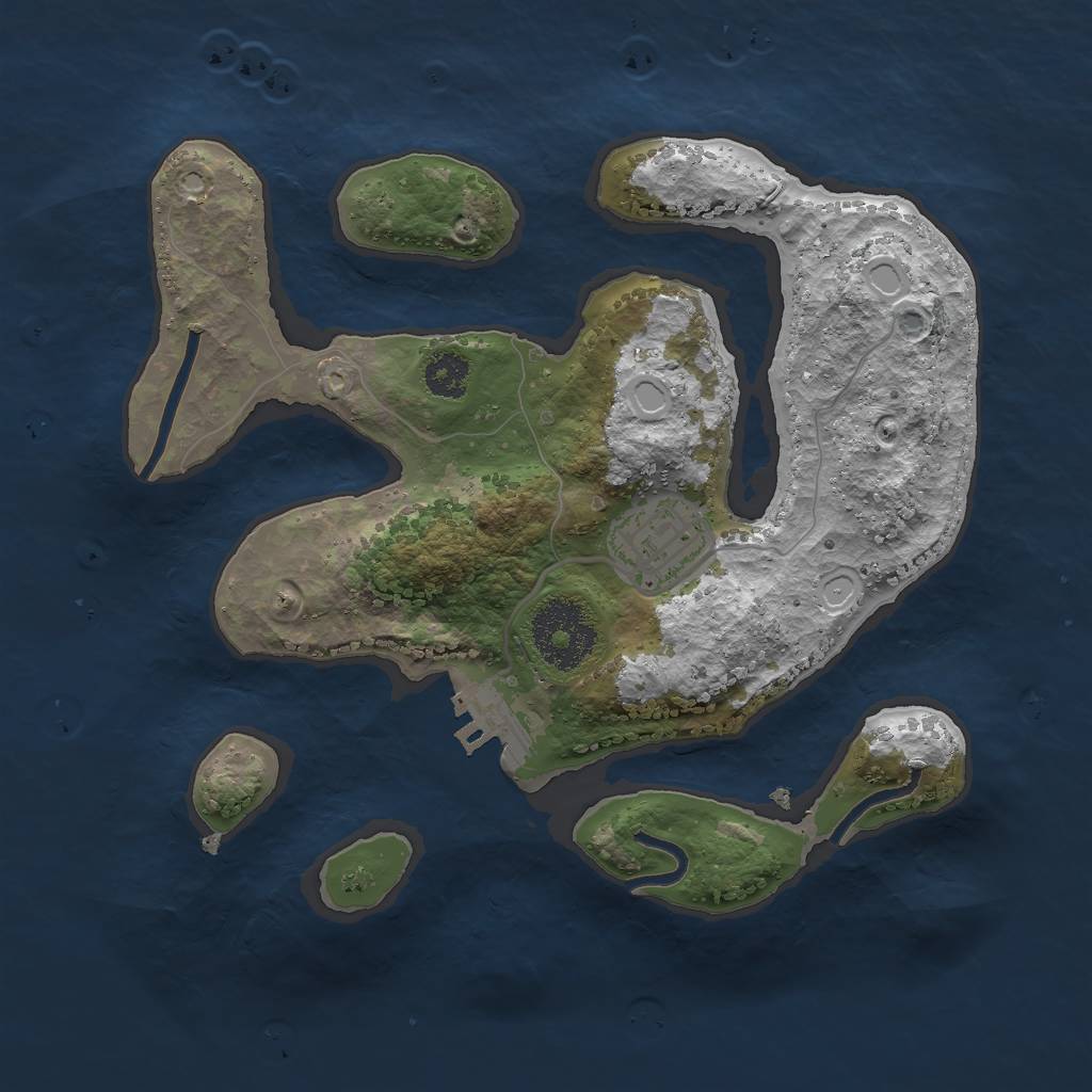 Rust Map: Procedural Map, Size: 2500, Seed: 474286444, 10 Monuments