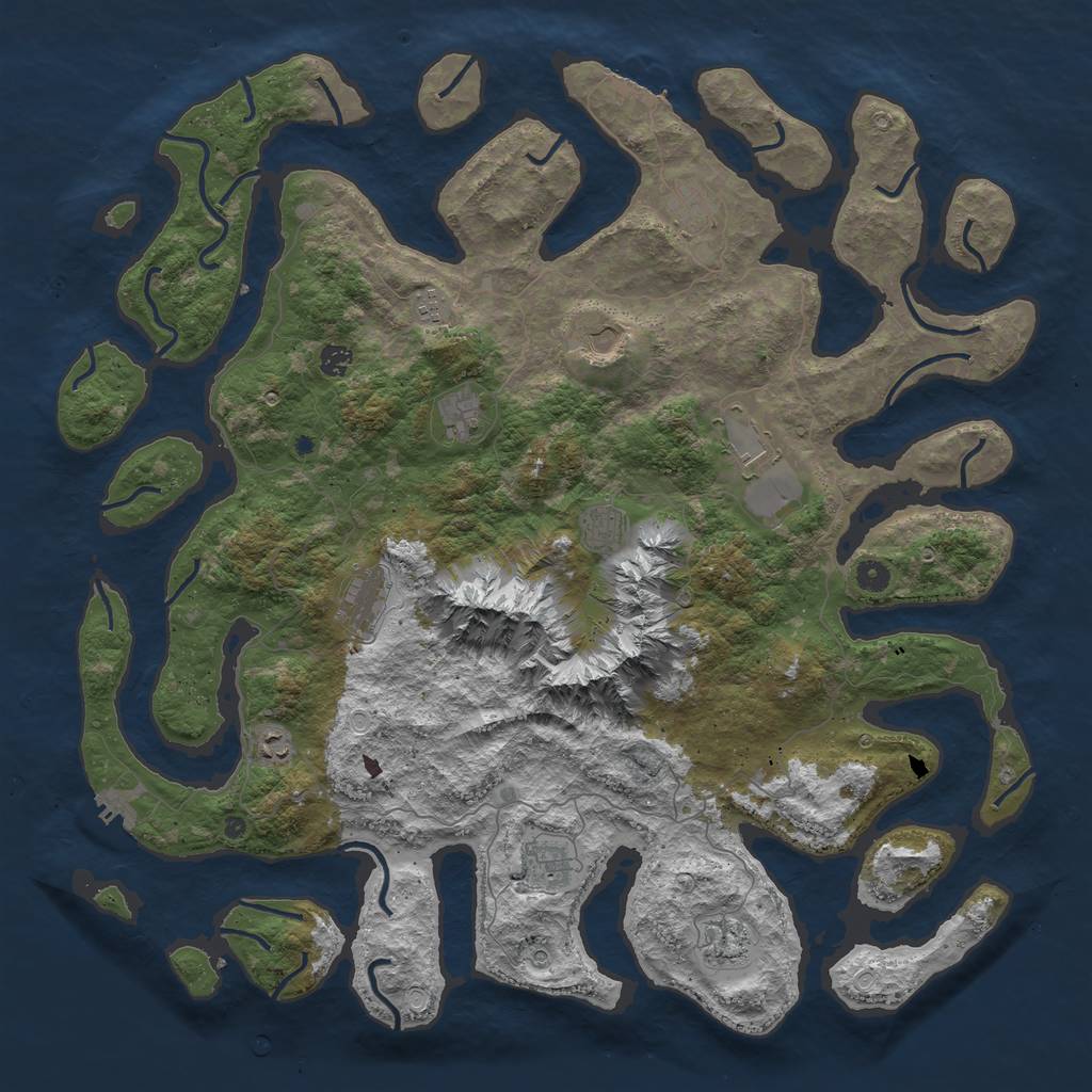 Rust Map: Procedural Map, Size: 5000, Seed: 51586060, 22 Monuments