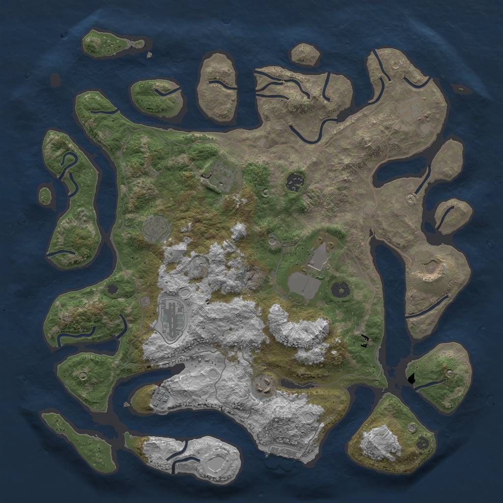Rust Map: Procedural Map, Size: 4250, Seed: 216610, 19 Monuments