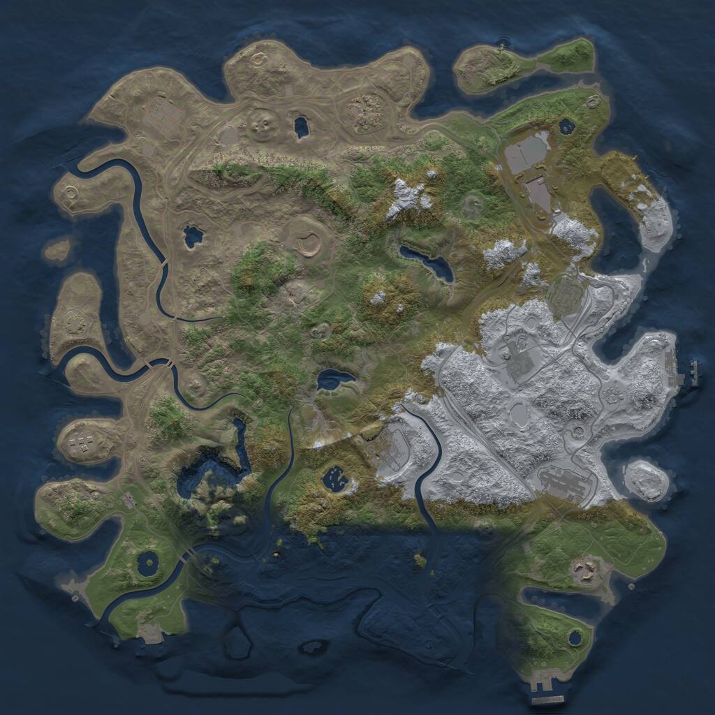 Rust Map: Procedural Map, Size: 4500, Seed: 55001065, 17 Monuments