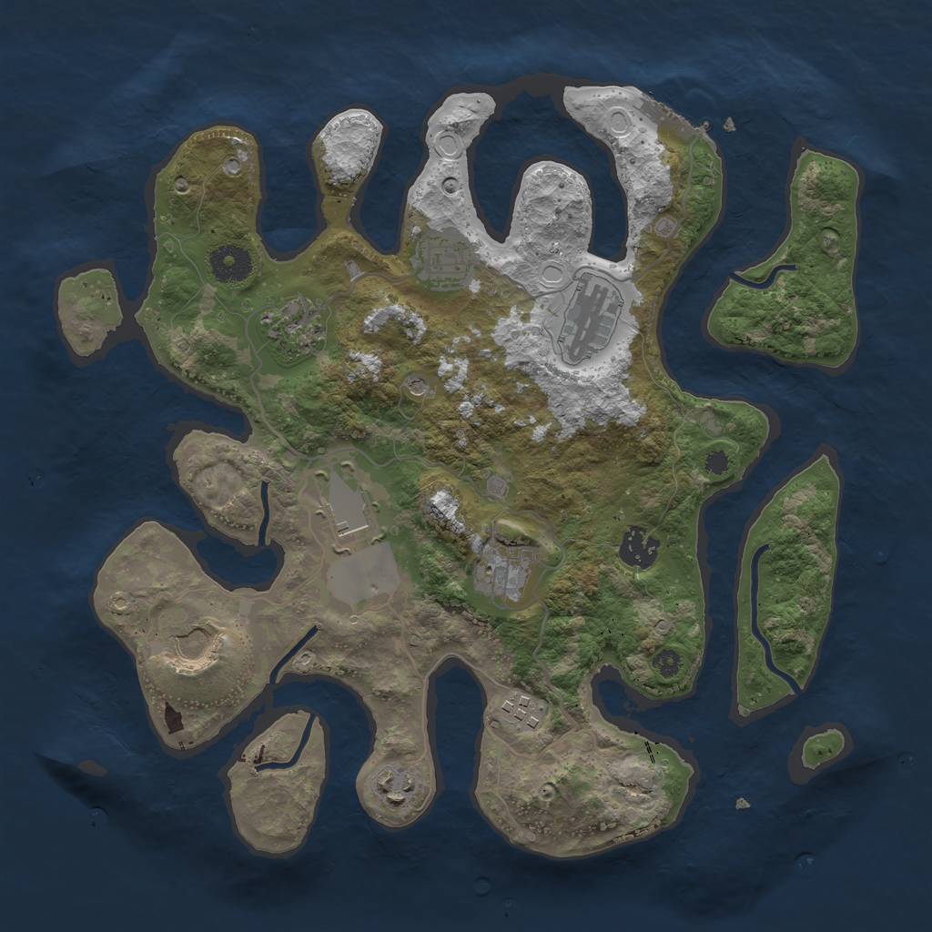 Rust Map: Procedural Map, Size: 3500, Seed: 1322188475, 19 Monuments