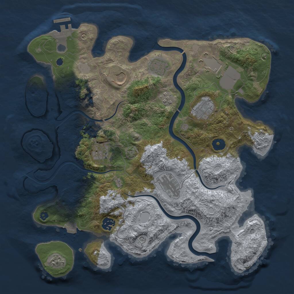 Rust Map: Procedural Map, Size: 3500, Seed: 976377800, 12 Monuments