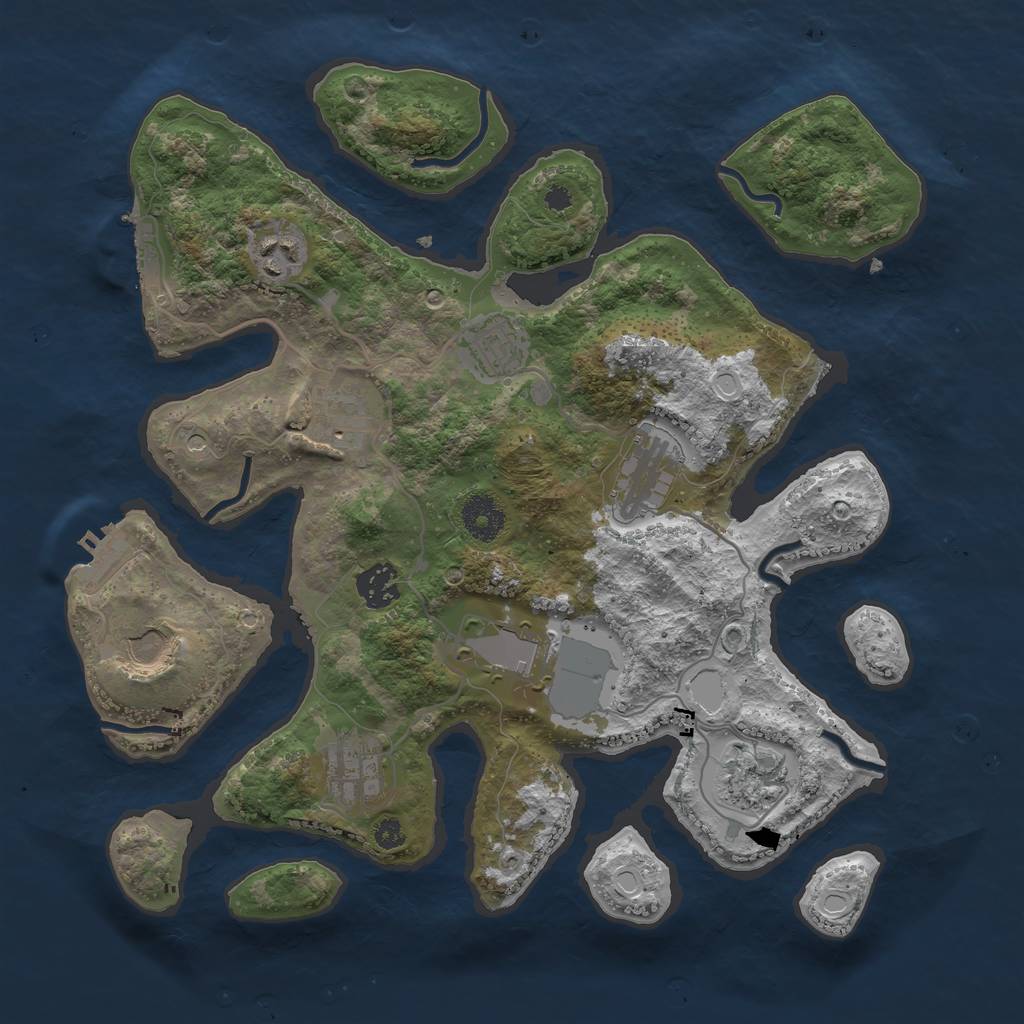 Rust Map: Procedural Map, Size: 3500, Seed: 2146458805, 20 Monuments