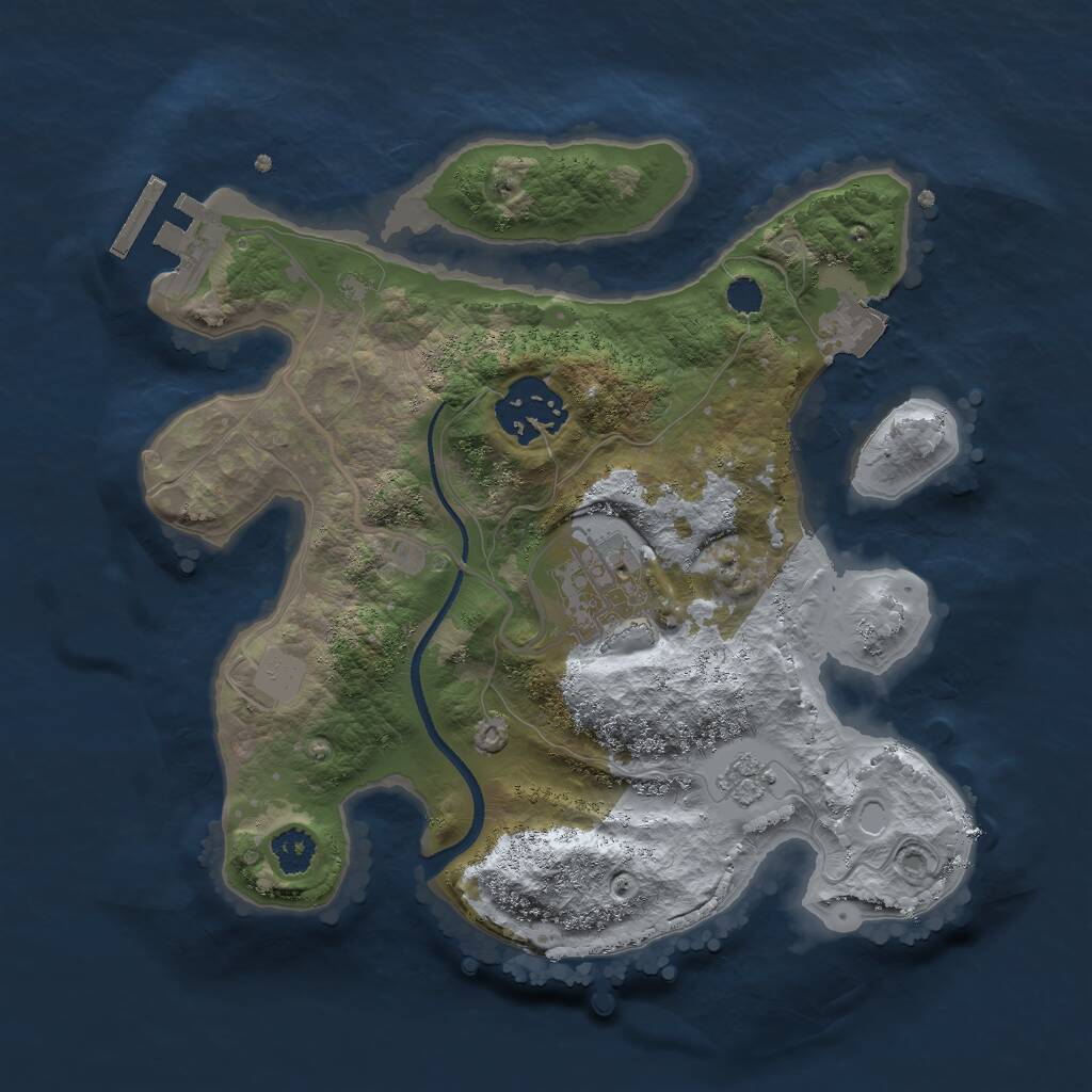 Rust Map: Procedural Map, Size: 2500, Seed: 2130598635, 5 Monuments
