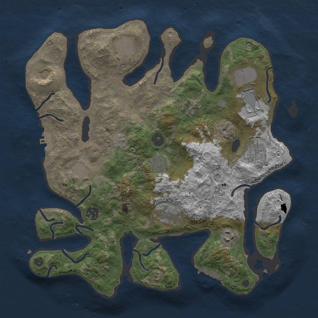 Rust Map: Procedural Map, Size: 3700, Seed: 1154645904, 22 Monuments
