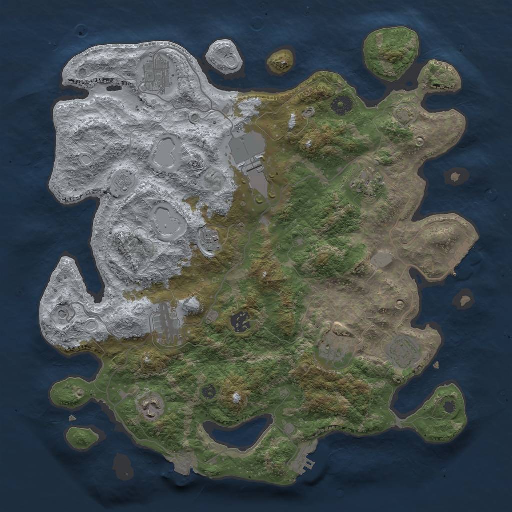 Rust Map: Procedural Map, Size: 3750, Seed: 26649, 17 Monuments